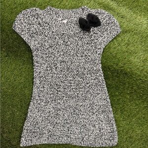 Black and White Knit Sweater Dress with Bow Size 2T